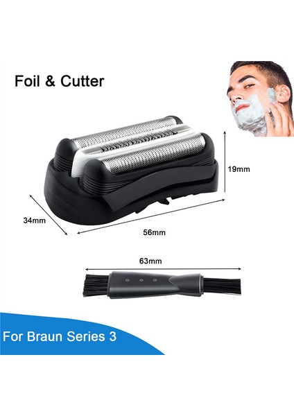 4x 32B Tıraş Başlığı Değiştirme Braun 32B Serisi 3 301S 310S 320S 330S 340S 360S 380S 3000S 3020S 3040S 3080S (Yurt Dışından) modelleri