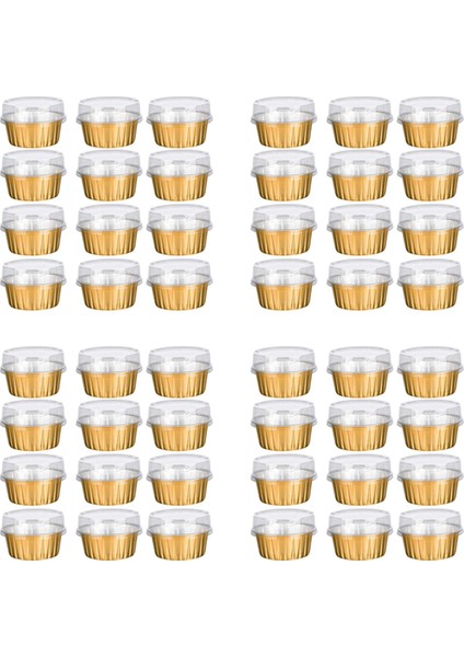Торт В Форме,kapaklı Tatlı Bardakları, 200 Paket Altın Alüminyum Folyo Pişirme Bardak Tutucuları, Cupcake Fırında Yardımcı Ramekin Şeffaf Puding Bardakları (Yurt Dışından)