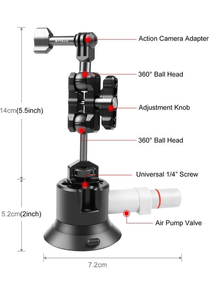 Vantuz Montajı ve Sihirli Kol, Hero 11/10/9/8 Eylem Kamera Montaj Braketi ile Uyumlu 3 Inç Çift Dönebilen Ballheads (Yurt Dışından) modelleri