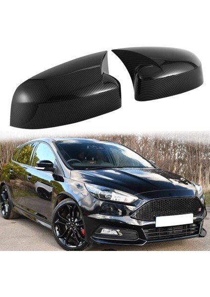 Araba Parlak Siyah Öküz Boynuz Dikiz Yan Cam Ayna Kapağı Trim Çerçeve Yan Ayna Kapakları ile Uyumlu Odak Mk3 2012-2018 (Yurt Dışından) modelleri