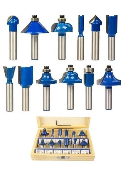 03039 8 mm 12 Parça Ahşap Freze Uç Seti fırsatları