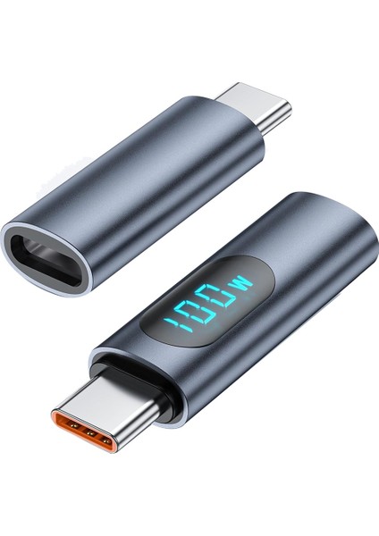 2 Adet USB C Adaptörü LED Ekran Pd 100W Erkek Kadın Hızlı Güç Ölçer Test Cihazı, Usb-C Şarj Cihazı Monitör Genişletici Adaptör (Yurt Dışından)