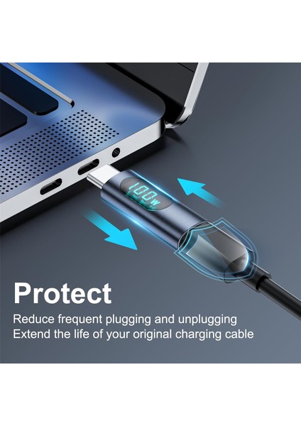2 Adet USB C Adaptörü LED Ekran Pd 100W Erkek Kadın Hızlı Güç Ölçer Test Cihazı, Usb-C Şarj Cihazı Monitör Genişletici Adaptör (Yurt Dışından)