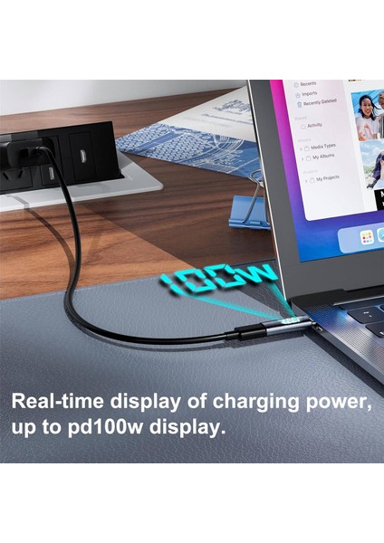 2 Adet USB C Adaptörü LED Ekran Pd 100W Erkek Kadın Hızlı Güç Ölçer Test Cihazı, Usb-C Şarj Cihazı Monitör Genişletici Adaptör (Yurt Dışından)