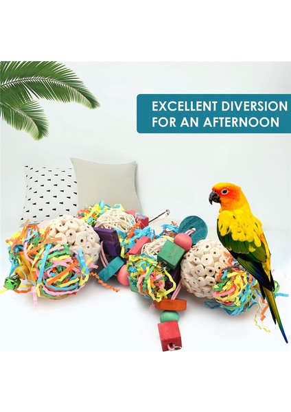Kuş Oyuncakları Conure Oyuncaklar Asılı Doğal Yumuşak Sola Topu Gaga Çiğnemek Shred Uyumlu Withage Oyuncaklar ile Uyumlu Papağanlar, Cockatiel, Conure 2 Adet (Yurt Dışından)