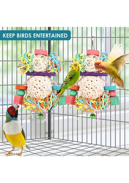Kuş Oyuncakları Conure Oyuncaklar Asılı Doğal Yumuşak Sola Topu Gaga Çiğnemek Shred Uyumlu Withage Oyuncaklar ile Uyumlu Papağanlar, Cockatiel, Conure 2 Adet (Yurt Dışından)