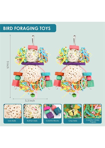Kuş Oyuncakları Conure Oyuncaklar Asılı Doğal Yumuşak Sola Topu Gaga Çiğnemek Shred Uyumlu Withage Oyuncaklar ile Uyumlu Papağanlar, Cockatiel, Conure 2 Adet (Yurt Dışından)