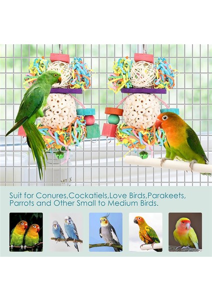 Kuş Oyuncakları Conure Oyuncaklar Asılı Doğal Yumuşak Sola Topu Gaga Çiğnemek Shred Uyumlu Withage Oyuncaklar ile Uyumlu Papağanlar, Cockatiel, Conure 2 Adet (Yurt Dışından)
