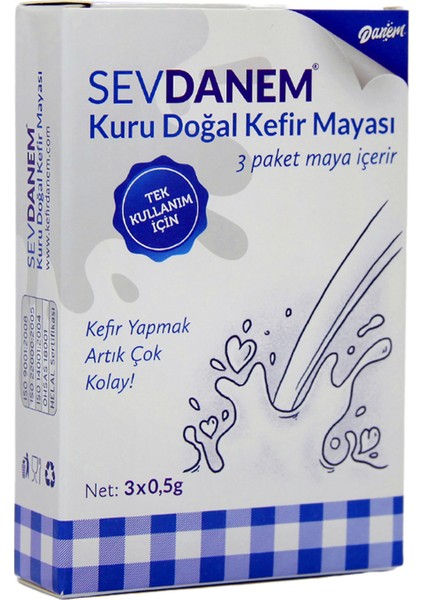 Süt Sevdanem Kuru Doğal Kefir Mayası Tek Kullanımlık 3x0,5 gr