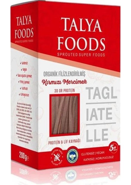 Organik Filizlendirilmiş Kırmızı Mercimek Tagliatelle 200 gr
