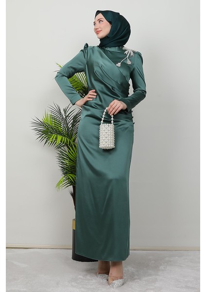 Seçil Fiyonk Abiye Koyu Mint modelleri