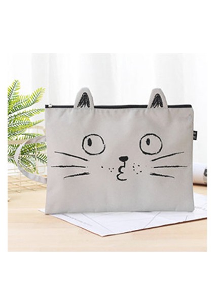 Gri Tarzı Ezone A4 Kedi Kanvas Çanta Kumaş Dosya Klasörü Doküman Çantası Ofis Okul Malzemeleri Papelaria (Yurt Dışından)