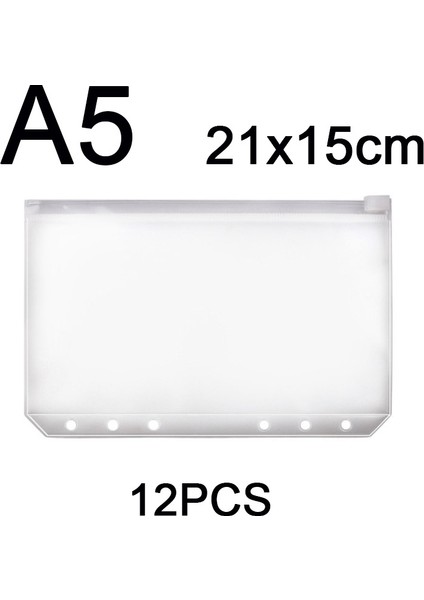 A5-12 Adet Tarzı 6-Halkalı Defter Dosyaları Raporlar Dosyası Için Pratik Şeffaf Pvc A5 A6 A7 Cüzdan Cebi Fermuarlı Klasörler (Yurt Dışından)