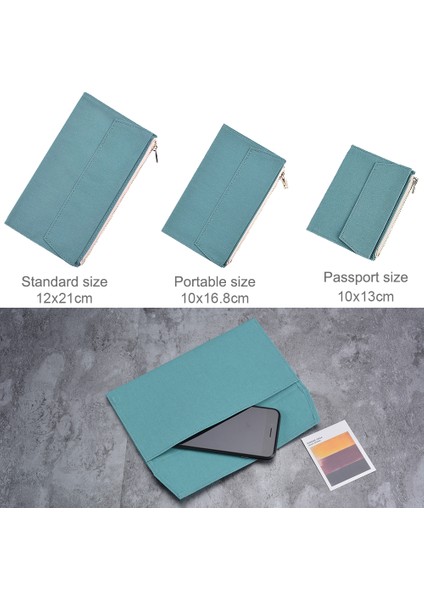 Skyblue 210X120Mm Stili Tuval Kumaş Fermuarlı Kılıf Cep Deri Ciltli Defter Planlayıcı Aksesuar Düzenli Pasaport Saklama Çantası Dosya Klasörü Kırtasiye (Yurt Dışından)