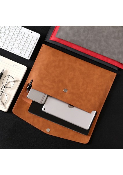 Siyah Stil Ezone 33*25Cm Yüksek Kaliteli Deri Klasör Ofis Iş Çantası Laptop Çantası Düğme Tasarımı Büyük Kapasiteli Belge Düzenleyici Çanta (Yurt Dışından) modelleri