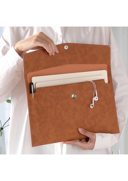 Siyah Stil Ezone 33*25Cm Yüksek Kaliteli Deri Klasör Ofis Iş Çantası Laptop Çantası Düğme Tasarımı Büyük Kapasiteli Belge Düzenleyici Çanta (Yurt Dışından) indirimleri