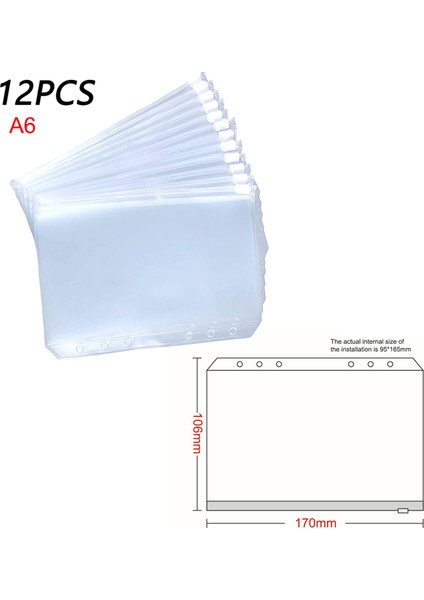 A6 10.6X17Cm Stili 6-Halkalı Defter Kılıfı Fermuarlı Dosya Cebi Şeffaf Kağıt Torbaları Doküman Saklama Çantası (Yurt Dışından)