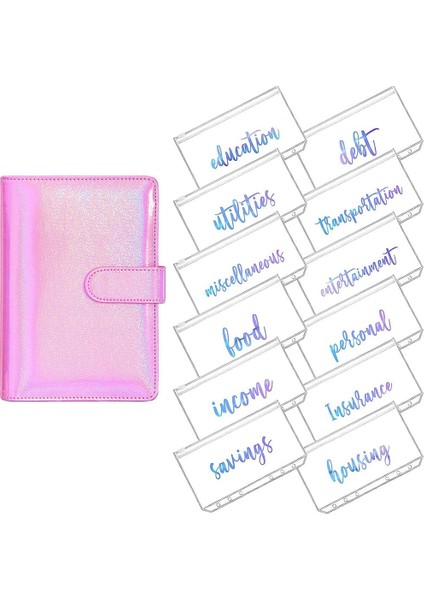 Yıldız Pembe-12 Adet Tarzı A6 Gökkuşağı Yumuşak Pvc Defter Kapağı Planlayıcı Bütçe Cüzdanı Organizatör Kategoriler Fermuarlı Cüzdan Zarfları Için Fatura Planlayıcı (Yurt Dışından)