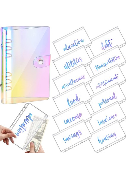 Yıldız Pembe-12 Adet Tarzı A6 Gökkuşağı Yumuşak Pvc Defter Kapağı Planlayıcı Bütçe Cüzdanı Organizatör Kategoriler Fermuarlı Cüzdan Zarfları Için Fatura Planlayıcı (Yurt Dışından) modelleri