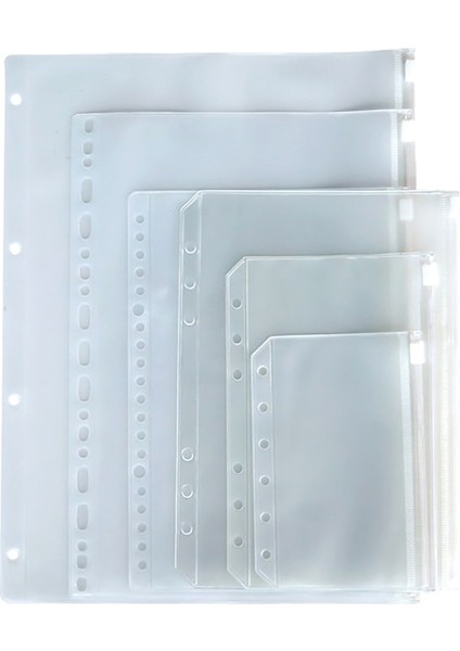 12 Adet A6 17X10.8Cm5 Stili 6-Halkalı Defter Cebi Dosya Fermuarlı Klasörler Şeffaf Gevşek Yapraklı Cep Dosya Tutucu (Yurt Dışından)
