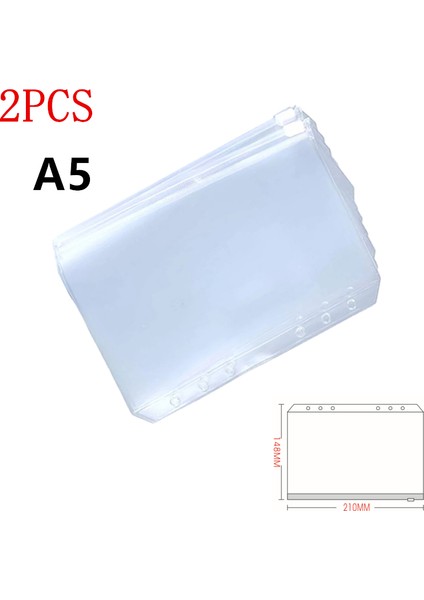 A5 2 Adet Tarzı 6 Halkalı Defter Dosyaları Raporlar Binder Için Pratik Temiz Pvc A5 A6 A7 Dosya Cebi Net Fermuarlı Klasörler (Yurt Dışından)