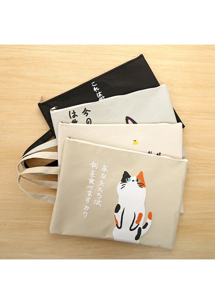 Stil 3 Stil Sevimli Çizgi Kedi Fermuarlı Belge Çantası Kawaii Öğrenci Oxford Kumaş Depolama Çantası Malzemeler Escolar Taşınabilir Dosya Papelaria (Yurt Dışından)