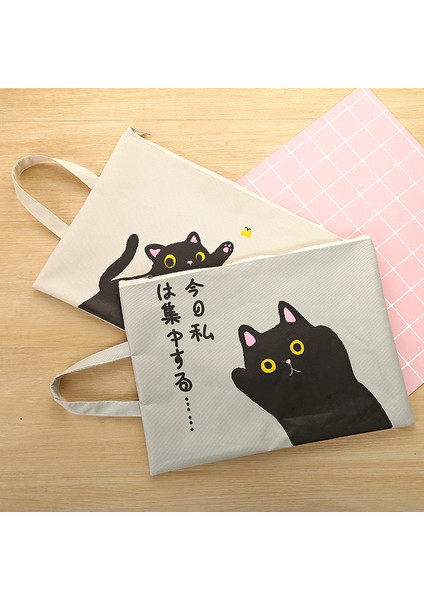 Stil 3 Stil Sevimli Çizgi Kedi Fermuarlı Belge Çantası Kawaii Öğrenci Oxford Kumaş Depolama Çantası Malzemeler Escolar Taşınabilir Dosya Papelaria (Yurt Dışından)