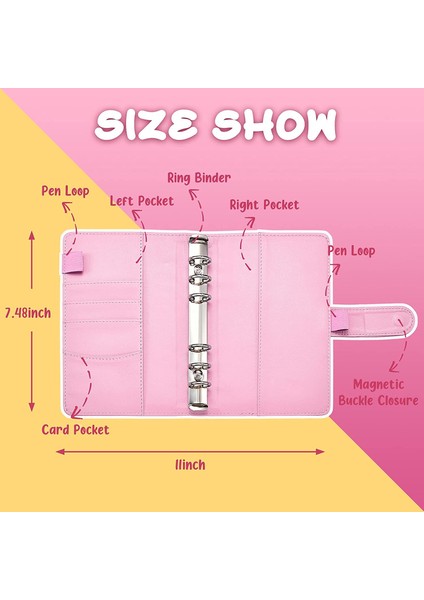 Pembe Beyaz Tarzı A6 Pu Deri Cüzdan Bütçe Nakit Zarfları Kişisel Organizer 12 Dosyalı Fermuarlı Cüzdanlar Için Fatura Planlayıcı, Para Biriktirme (Yurt Dışından)