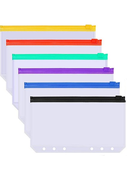 6 Pack-A5 Boyutu Stili A5A6 Binder Zipper Cep Dosyaları 6-Halka Defter Kılıfı Belge Saklama Çantaları (Yurt Dışından)