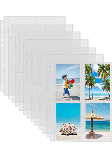 4 Cep-12 Adet Tarzı 11 Delikli Ağır Hizmet Fotoğraf Sayfa Koruyucu Plastik Net Fotoğraf Albümü Kılıfı 3-Halka Bağlayıcı Için, Sayfa Başına 4 Cep 3.5X5 Inç (Yurt Dışından)