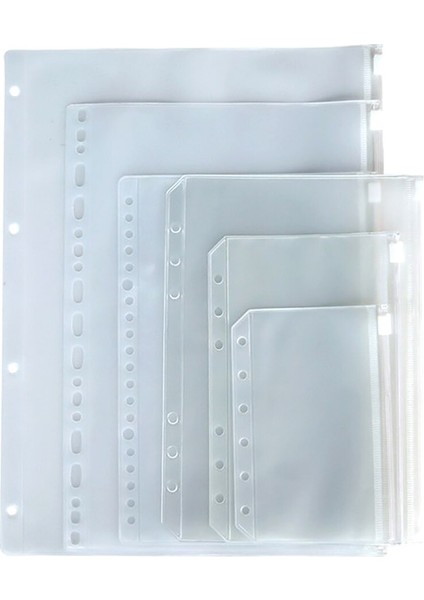 A6 12 Adet 10.6X17Cm Tarzı Kolaylık Sağlayan A5 A6 A7 Sunum Cebi Şeffaf Fermuarlı Dosyalar 6-Halkalı Defter Dosyaları Raporlar Dosyaları Için (Yurt Dışından)