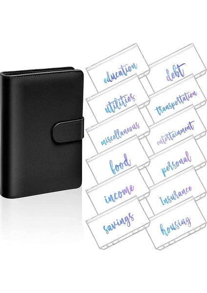 Siyah-12 Adet Tarzı A6 Pvc Gökkuşağı Defter Kapağı Planlayıcı Bütçe(Yurt Dışından)