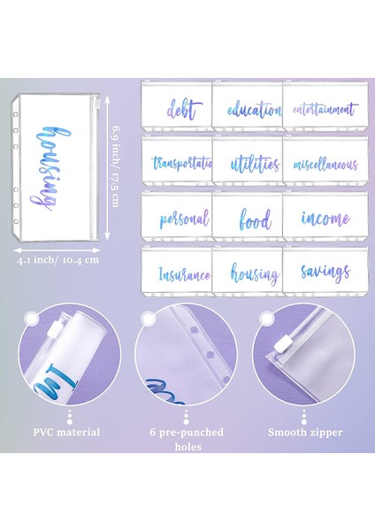 Siyah-12 Adet Tarzı A6 Pvc Gökkuşağı Defter Kapağı Planlayıcı Bütçe(Yurt Dışından)