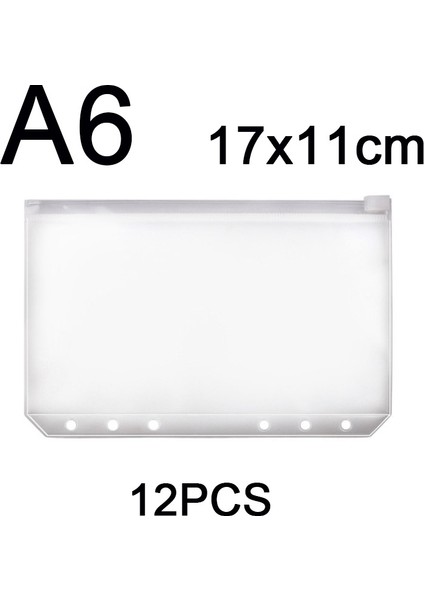 A6-12 Adet Tarzı Pratik Temiz Pvc A5 A6 A7 Dosya Cebi Saydam Fermuarlı Klasörler 6-Halkalı Defter Dosyaları Rapor Klasörü Için (Yurt Dışından)