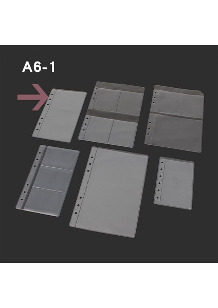A6-1 Stili Vc A5A6A7 Şeffaf Depolama Kart Tutucu Bağlayıcı Halkalar Defter 6 Delikli Kılıf Doküman Kart Banka Planlayıcı Aksesuarları (Yurt Dışından)