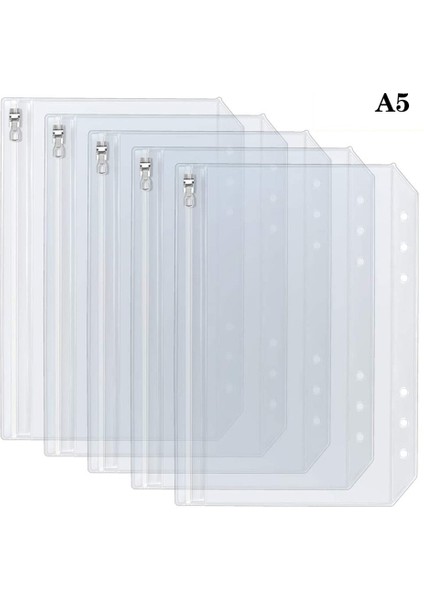 A5 Boyut-5 Paket Stili Metal Fermuarlı 6-Halkalı Defter Cebi Nakit Zarflar Için A5 A6 Temiz Binder Cüzdan 6-Halkalı Defter Cebi Organizatörü (Yurt Dışından)