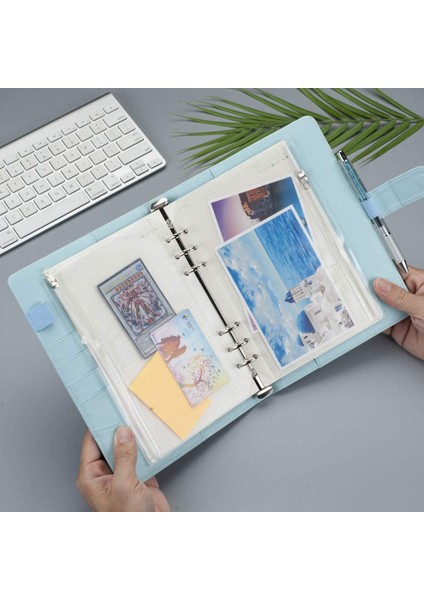 A5 Boyut-5 Paket Stili Metal Fermuarlı 6-Halkalı Defter Cebi Nakit Zarflar Için A5 A6 Temiz Binder Cüzdan 6-Halkalı Defter Cebi Organizatörü (Yurt Dışından)