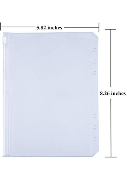 12'Li Paket-A5 Boyut Stili A5A6 Boyutlu Defter Fermuarlı Dosya Cebi Su Geçirmez Pvc Kılıf - 6-Halkalı Defter Için (Yurt Dışından)