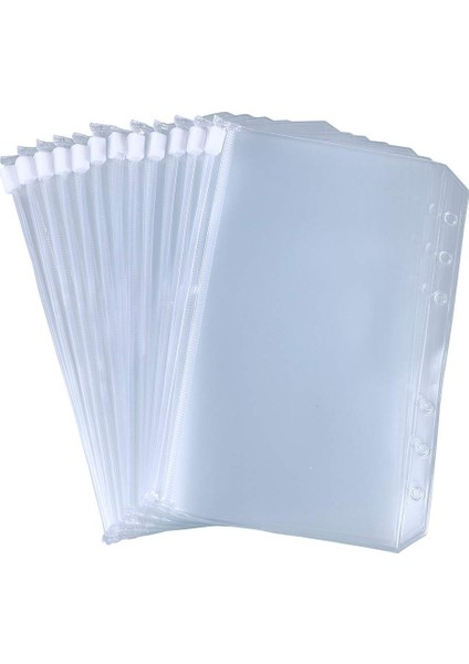 12'Li Paket-A5 Boyut Stili A5A6 Boyutlu Defter Fermuarlı Dosya Cebi Su Geçirmez Pvc Kılıf - 6-Halkalı Defter Için (Yurt Dışından)