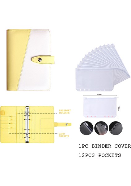 Sarı Ve Beyaz Tarzı A6 Pu Bütçe Cüzdanı Defter Fermuar Cebi Makaron Lazer Renkli Kapak Günlük Ajanda Planlayıcı Dosya Okul Malzemeleri (Yurt Dışından)
