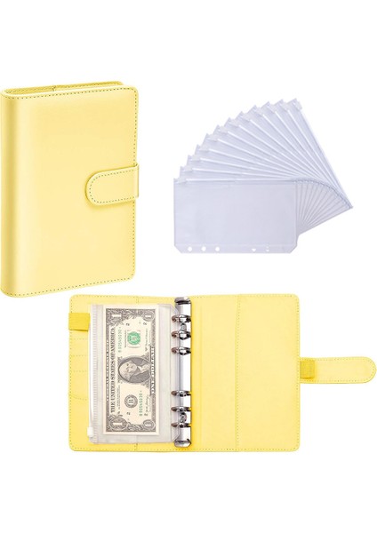 Sarı Ve Beyaz Tarzı A6 Pu Bütçe Cüzdanı Defter Fermuar Cebi Makaron Lazer Renkli Kapak Günlük Ajanda Planlayıcı Dosya Okul Malzemeleri (Yurt Dışından)