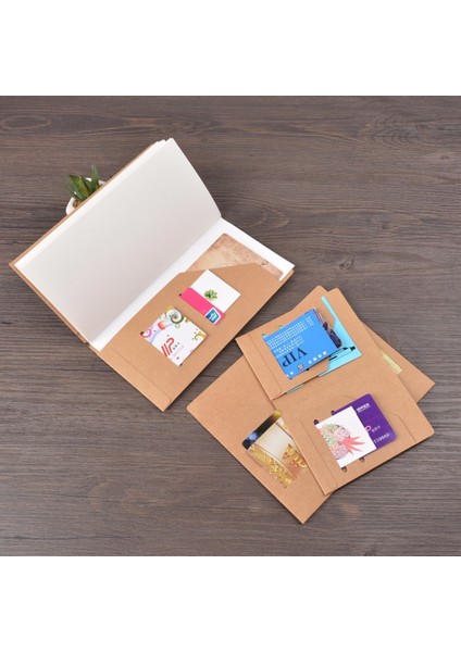 Standart 210X230Mm Stili Kraft Kağıt Dosya Tutucu Seyahat Günlüğü Defter Planlayıcı Aksesuarlar Düzenli Pasaport Boyutu Kart Tutucu Cep Depolama Kırtasiye (Yurt Dışından) modelleri