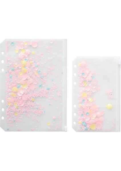 A6 Stili A5A6 Pembe Kabuklu Sequral Fermuarlı Çanta Bölücü Ajanda Aksesuarı Günlük Defter Dosya Saklama Çantası Filofax Dokibook Için (Yurt Dışından)