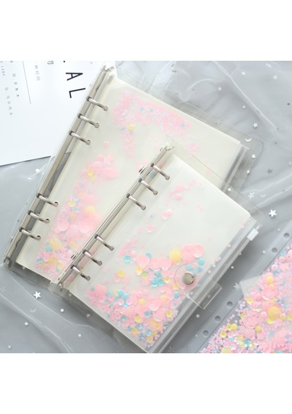 A6 Stili A5A6 Pembe Kabuklu Sequral Fermuarlı Çanta Bölücü Ajanda Aksesuarı Günlük Defter Dosya Saklama Çantası Filofax Dokibook Için (Yurt Dışından)