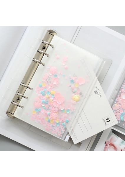 A6 Stili A5A6 Pembe Kabuklu Sequral Fermuarlı Çanta Bölücü Ajanda Aksesuarı Günlük Defter Dosya Saklama Çantası Filofax Dokibook Için (Yurt Dışından)