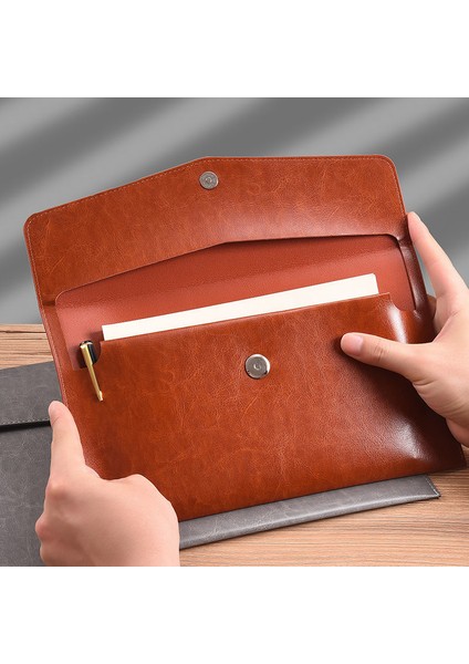 A4 E Tarzı A4 A5 A6 Retro Iş Deri Taşınabilir Dosya Klasörü Veri Paketi Belge Çantası Basitlik Moda Manyetik Düğme Okul Ofis (Yurt Dışından)