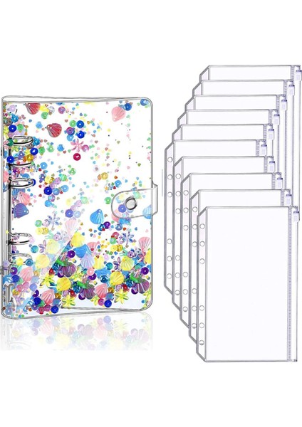 A6 Shell-10Pcs Tarzı Yeni A6 Şeffaf Yumuşak Pvc Defter Kapaklı Planlayıcı 6-Halkalı Gezgin Defter Para Bütçe Zarf Sistemi İle Cebinizde Cep Fatura (Yurt Dışından)