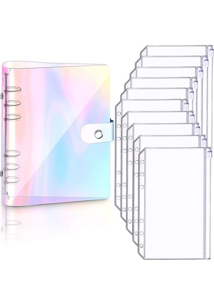 A6 Shell-10Pcs Tarzı Yeni A6 Şeffaf Yumuşak Pvc Defter Kapaklı Planlayıcı 6-Halkalı Gezgin Defter Para Bütçe Zarf Sistemi İle Cebinizde Cep Fatura (Yurt Dışından)