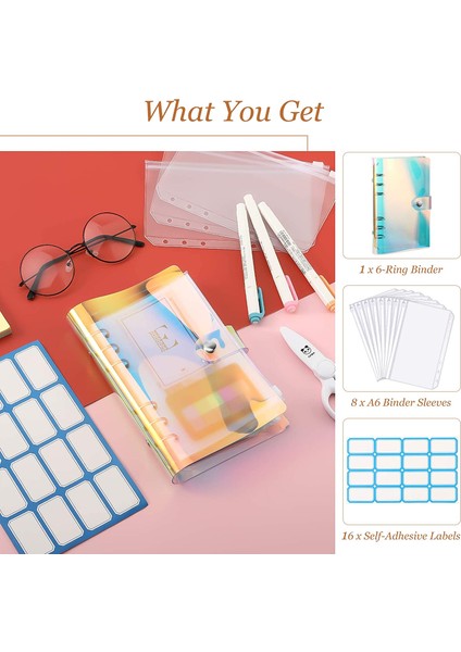 A6 Shell-10Pcs Tarzı Yeni A6 Şeffaf Yumuşak Pvc Defter Kapaklı Planlayıcı 6-Halkalı Gezgin Defter Para Bütçe Zarf Sistemi İle Cebinizde Cep Fatura (Yurt Dışından)