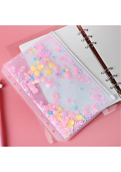 A6-Pembe Tarzı Sevimli Dosya Kılıfı Kawaii Öğrenci Kızlar Süsleme Sequ Delikler Iç Cebi Için Dosya Planlayıcı Ajandası Defter Not Defteri A5A6 (Yurt Dışından)
